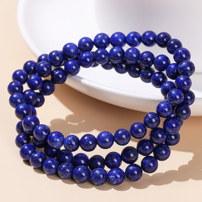 6A natural Afghan lapis lazuli three-circle bracelet.