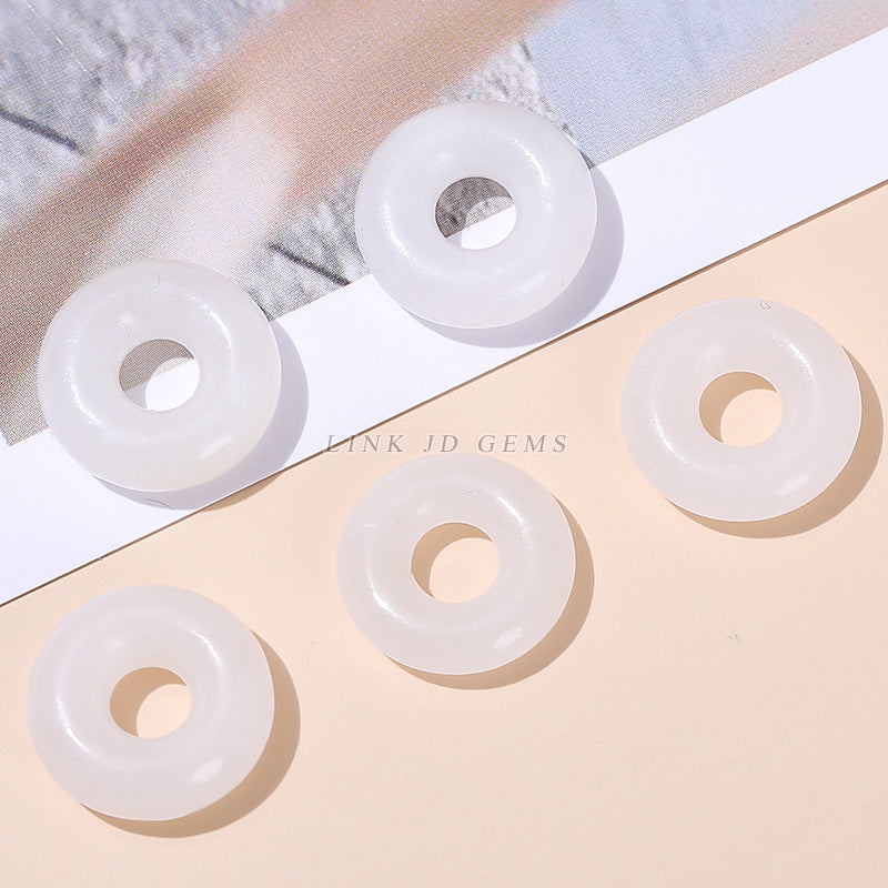 Natural Hetian white jade running ring accessories safety buckle pendant