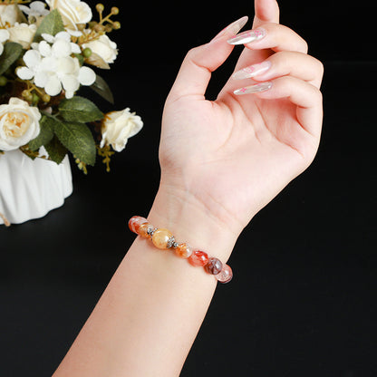 3A Natural Red Gel Flower Crystal Bracelet Citrine