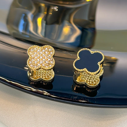 Clover Delicate 18K Gold Plated Double Sided Ear Clips