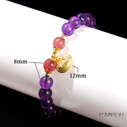 Natural amethyst bracelet metal auspicious lock pendant