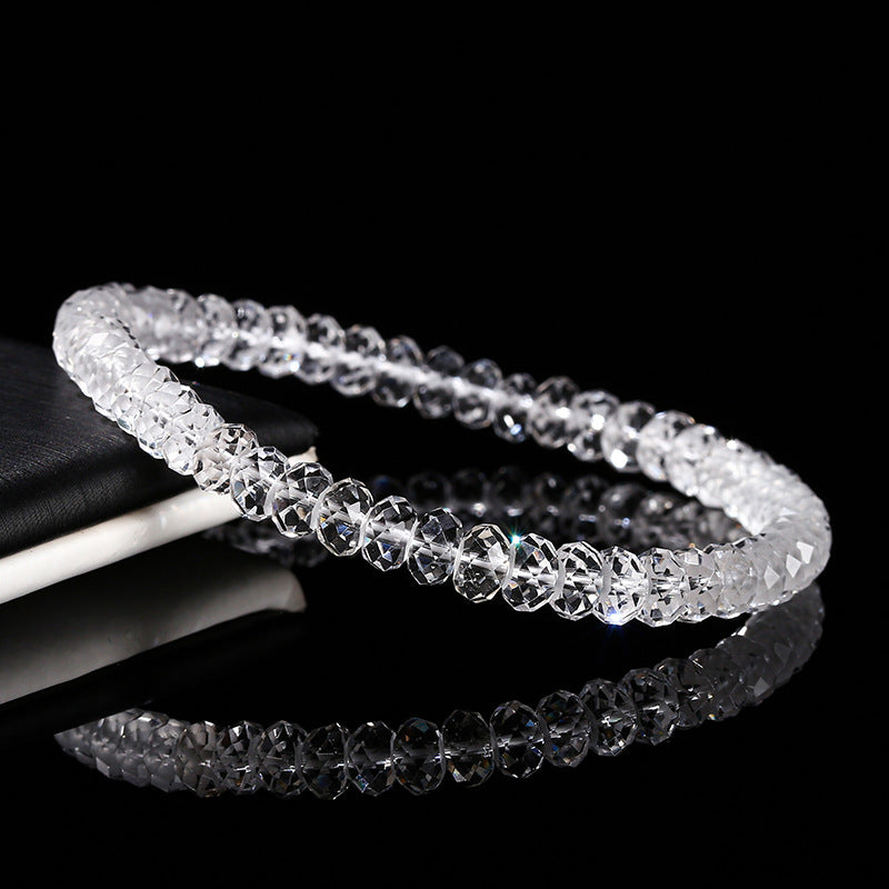 Natural Cut White Crystal Straight Cut Tablet Bracelet