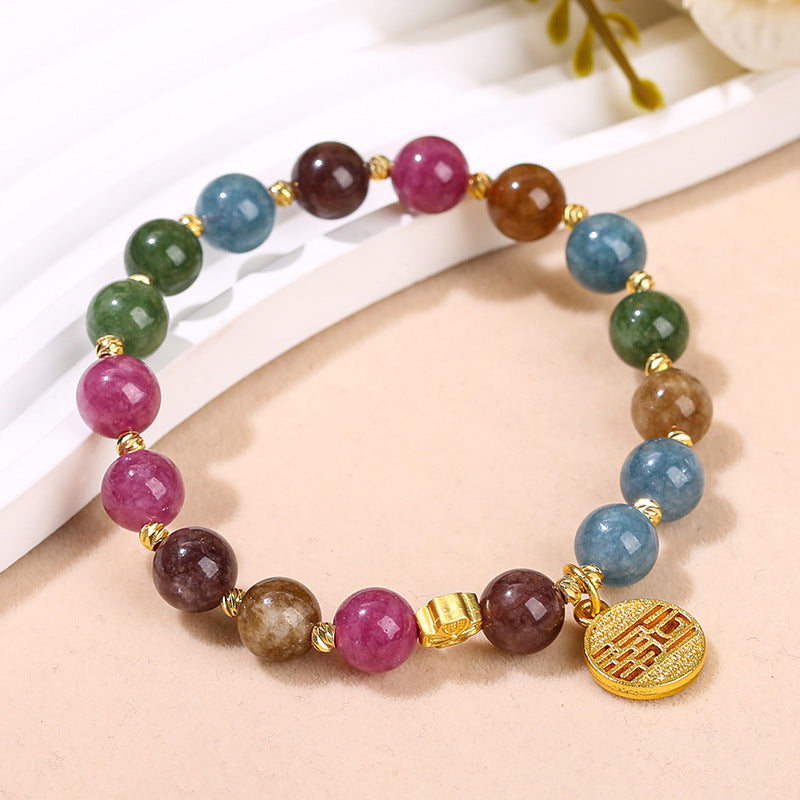 Imitation color tourmaline chalcedony bracelet.