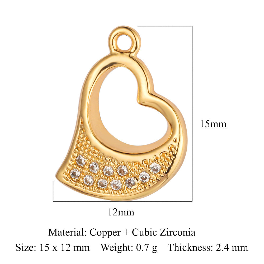 Color zircon peach heart copper zircon pendant.