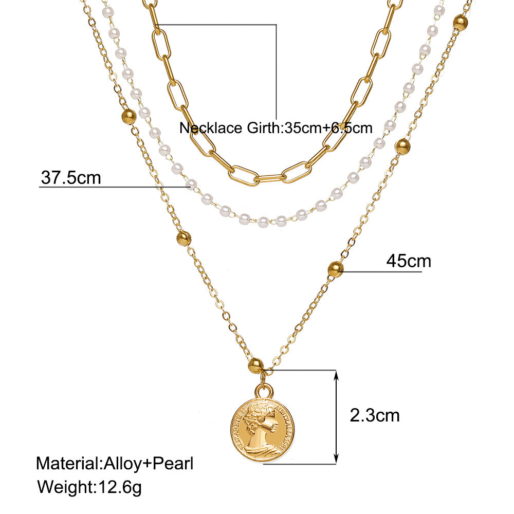 Gold Layered Coin Pearl Necklace