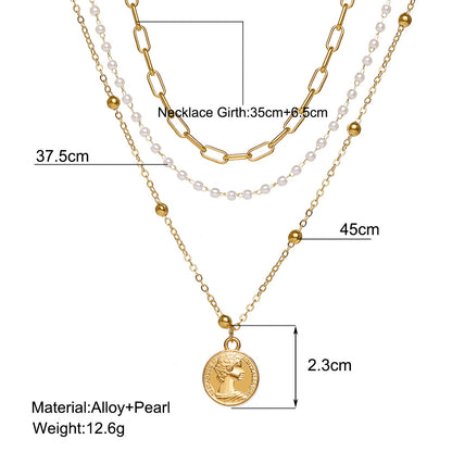 Gold Layered Coin Pearl Necklace