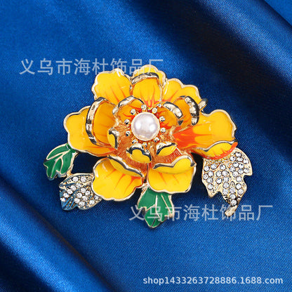 Three-dimensional Peony Brooch