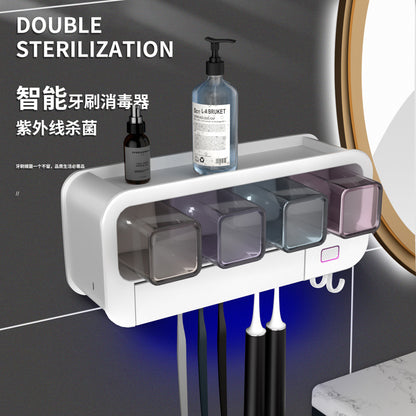 Dual-Sanitizer Toothbrush Holder Wall-Mounted