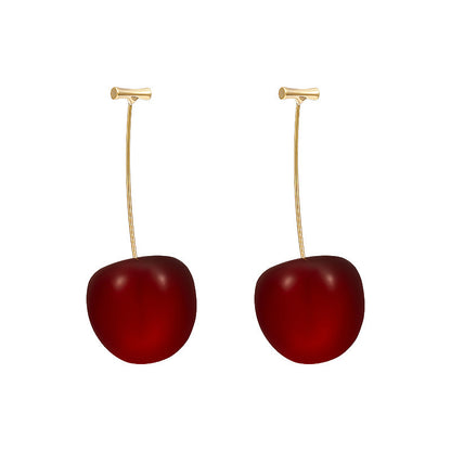 Red cherry fruit earrings