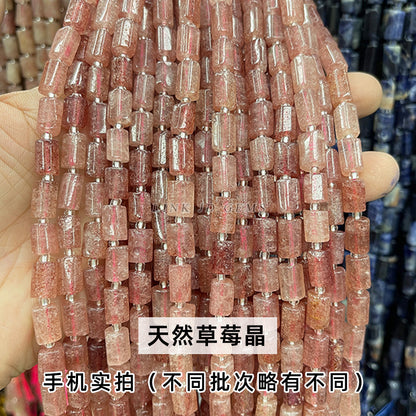 Natural stone crystal cut round tube beads loose beads