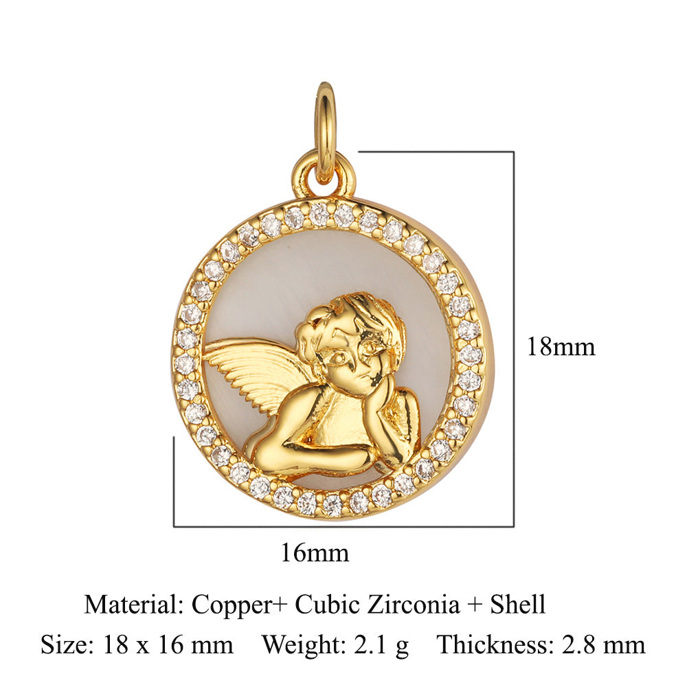 Cross butterfly copper zircon pendant.