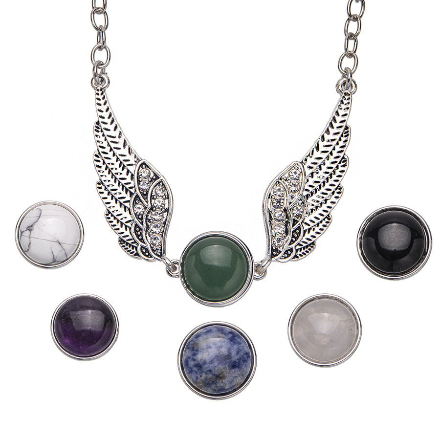 Vintage Semi-Precious Stone Interchangeable Button Pendant