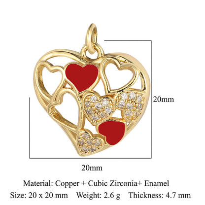 Crown peach heart colorful love copper zircon pendant