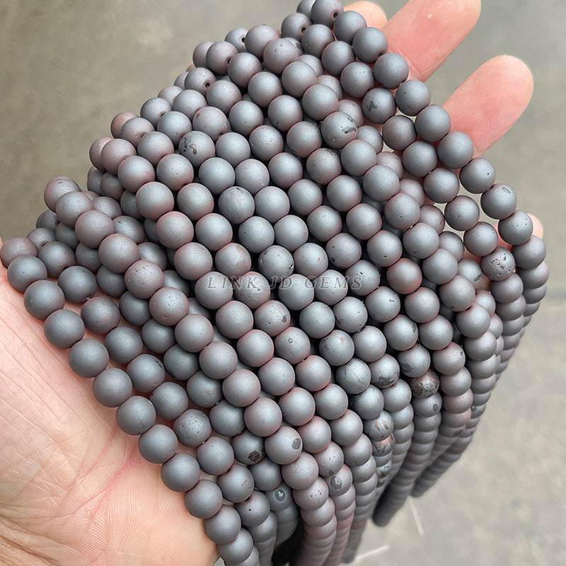 Frosted Natural Black Gallstone Round Beads Hematite Beads