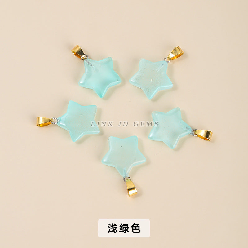 20Mm imitation jade glass crystal magic pentagram pendant