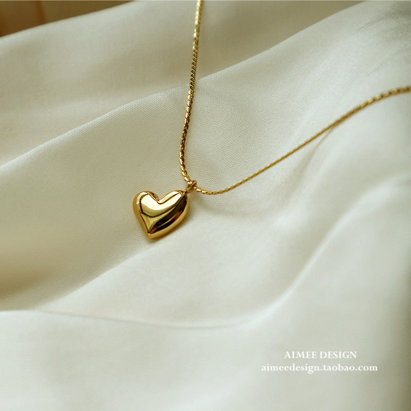 Fine chain peach heart necklace