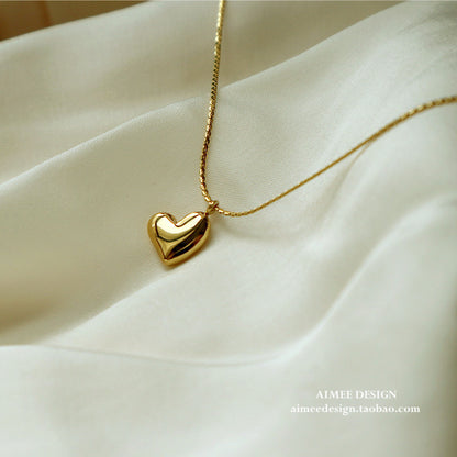 Fine chain peach heart necklace