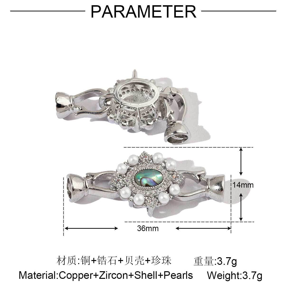 Camellia abalone shell copper zircon removable connecting buckle