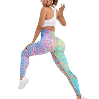 Seamless Tie-Dye Peach Yoga Pants High-Waist Butt-Lifting