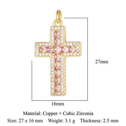 Cross jadeite copper zircon pendant.