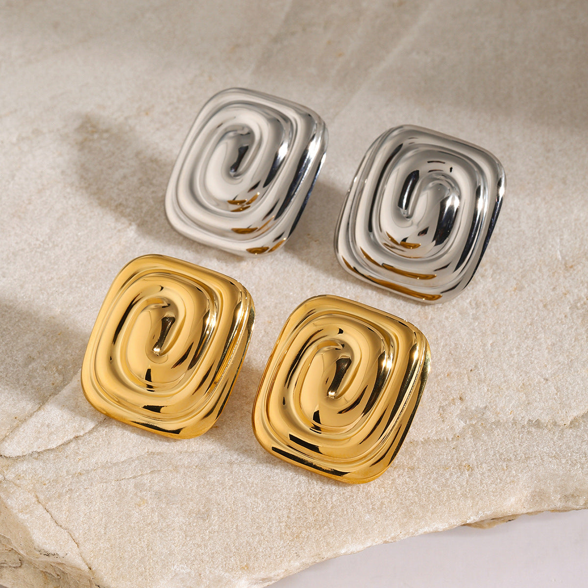 Rectangular spiral swirl earrings