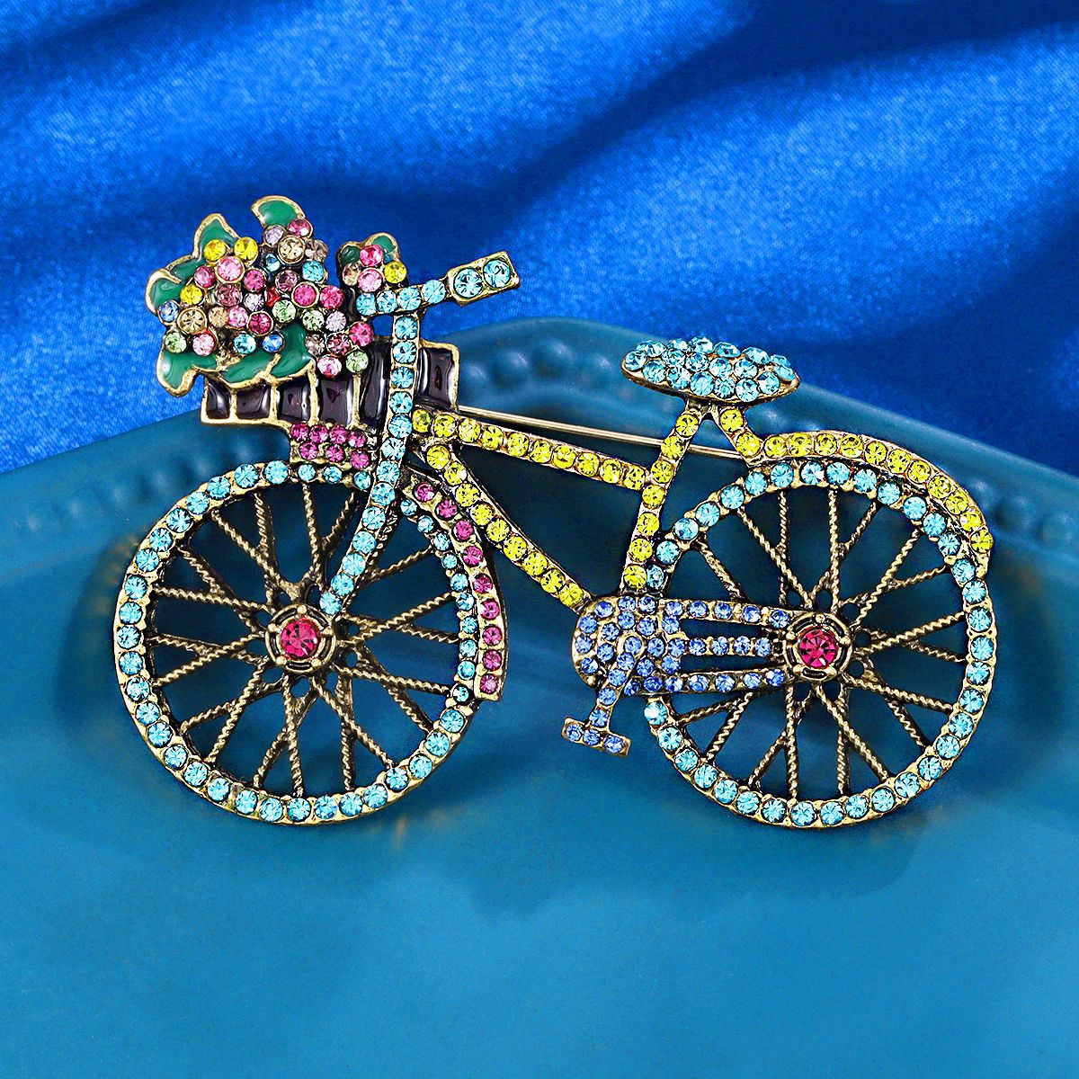 Bicycle diamond brooch