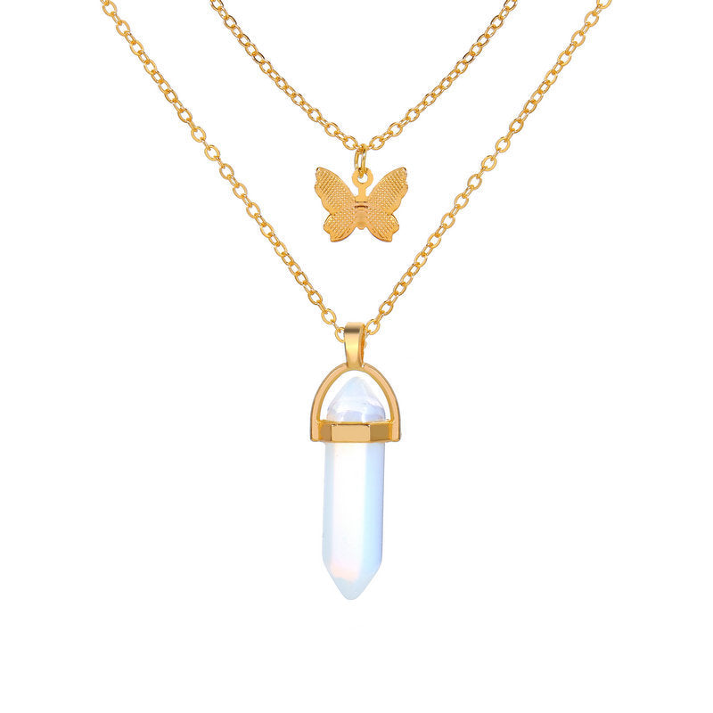 Gold-tone crystal butterfly pendant necklace