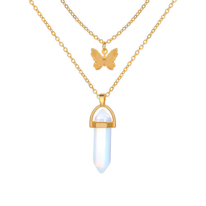 Gold-tone crystal butterfly pendant necklace