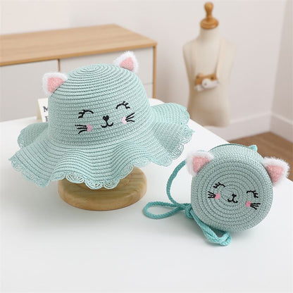 New Kids' Straw Hat Cat Bag