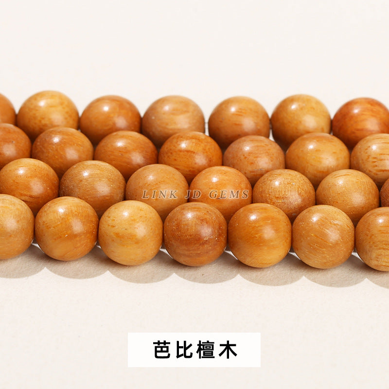 Round wood bead gold silk sandalwood loose bead DIY