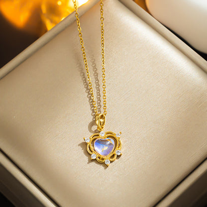 Hot-selling vintage moonstone heart necklace, Yiwu jewelry