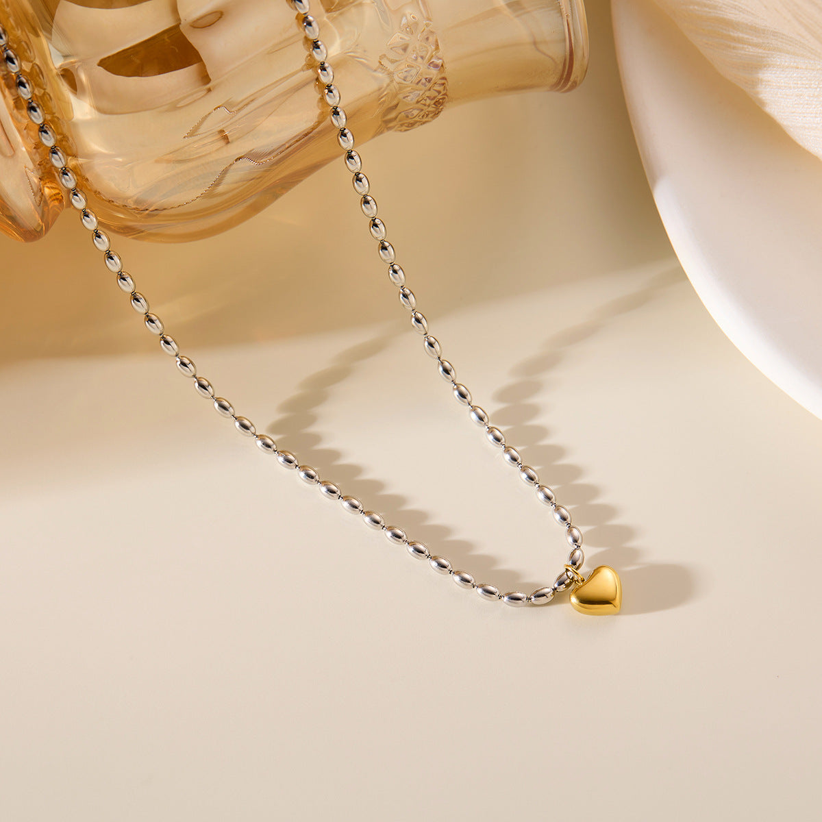 Color matching love rice chain necklace