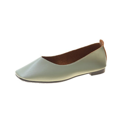 Flat soft leather women's shoes