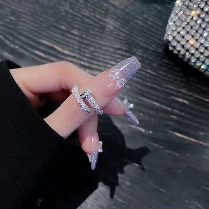 Nails full of diamonds open ring