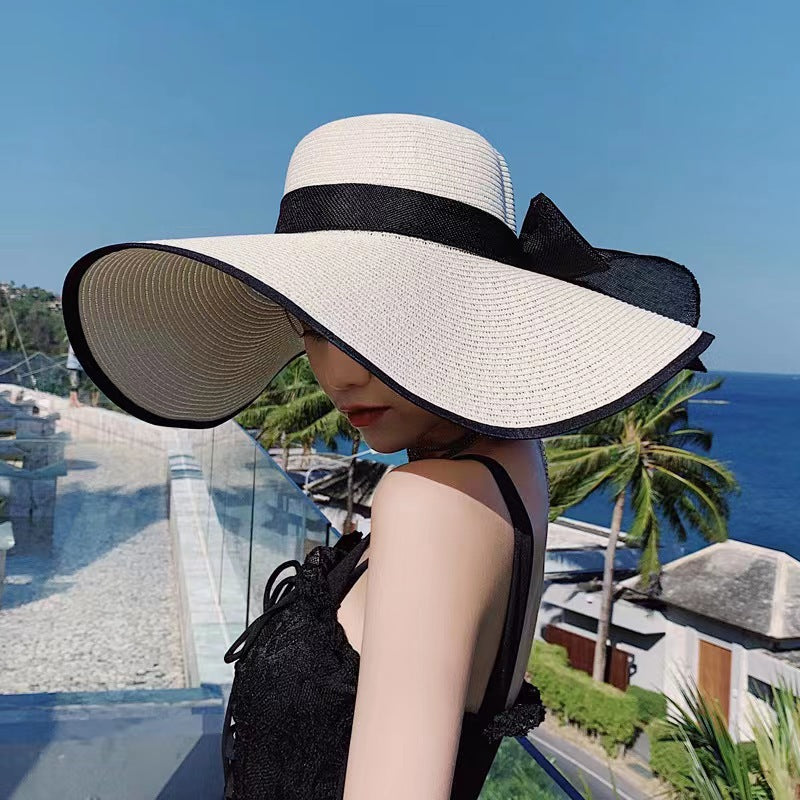 Sun Hat Women UV Face Protection Travel Versatile Beach Wide Brim Straw Fisherman