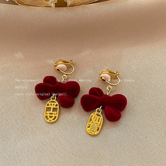 Dragon year natal year red earrings