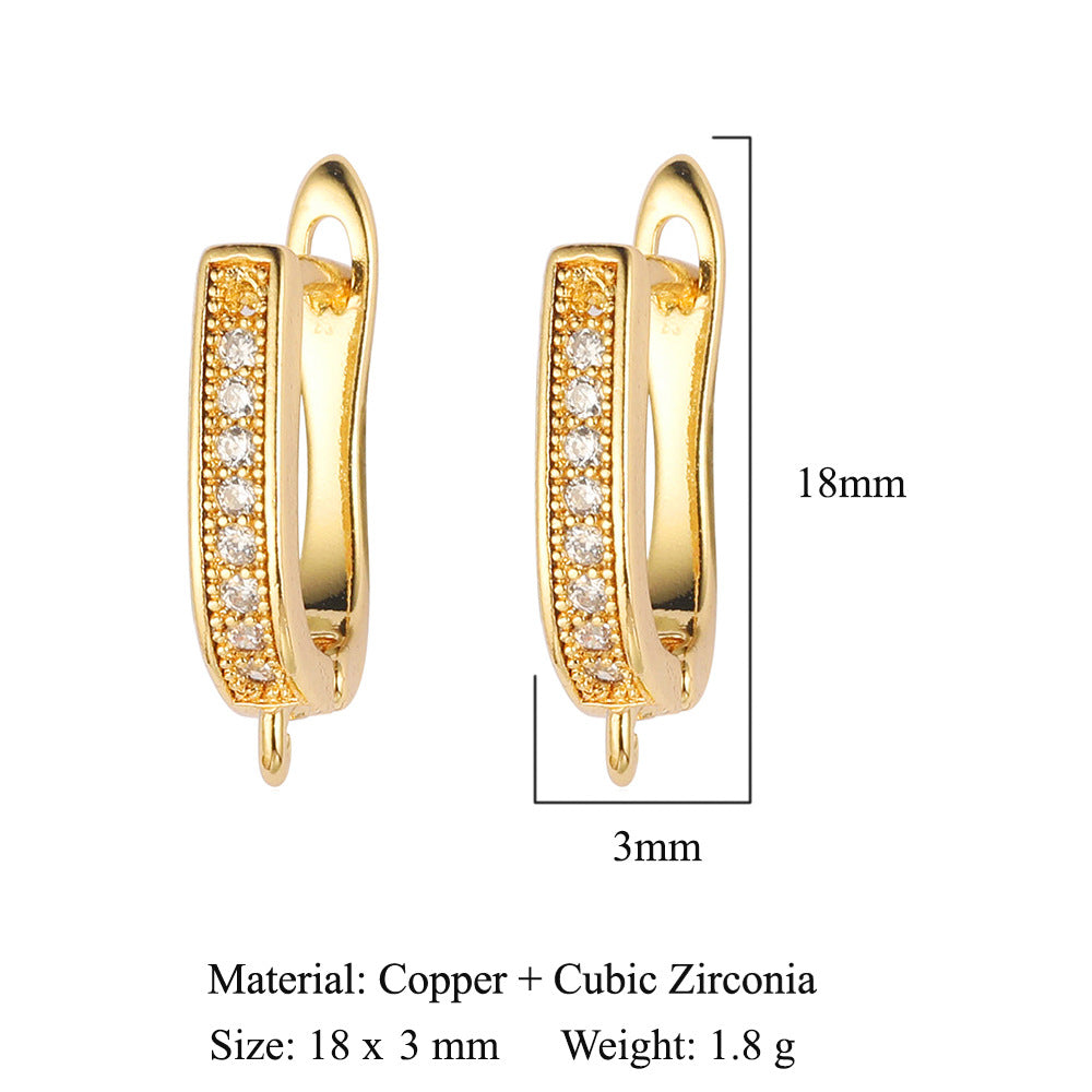 Square diamond copper micro-inlaid women's ear buckle