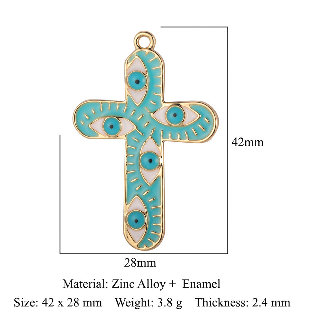 5 pcs/pack, eye cross alloy pendant.