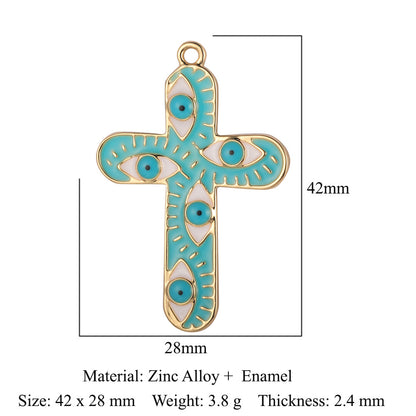 5 pcs/pack, eye cross alloy pendant.