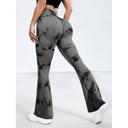 Tie-Dye High-Waist Flared Yoga Pants