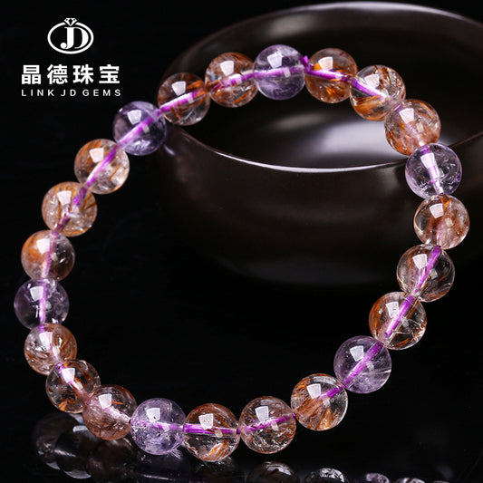 Natural purple titanium crystal bracelet women's ice-permeable hair crystal