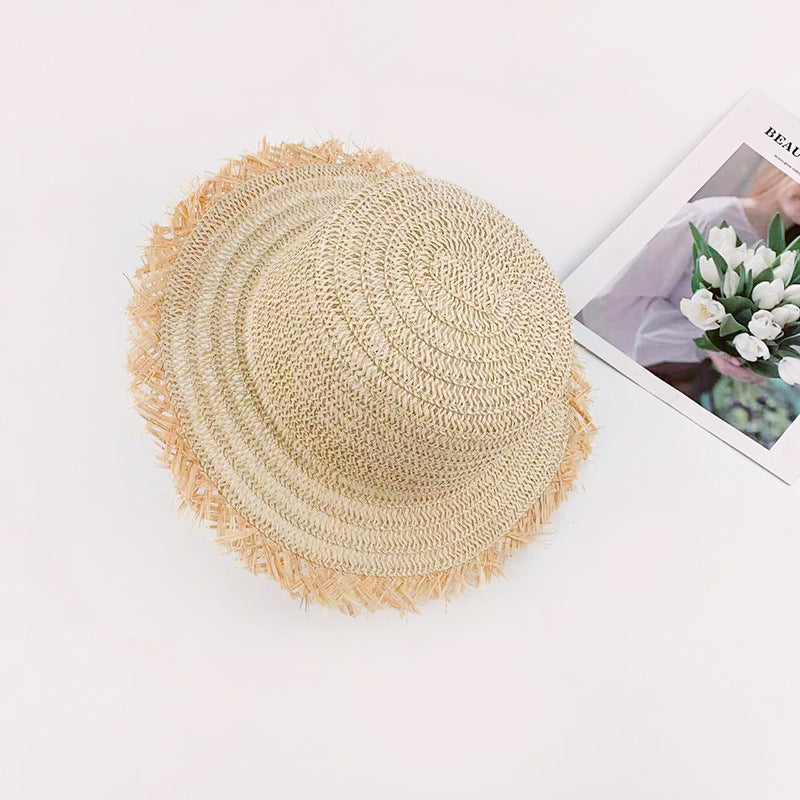 Raffia Straw Flat Brim Sun Hat