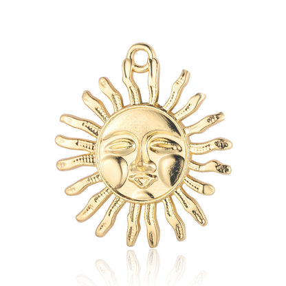 5 pcs/pack, sun smiley face, crescent moon star alloy pendant.