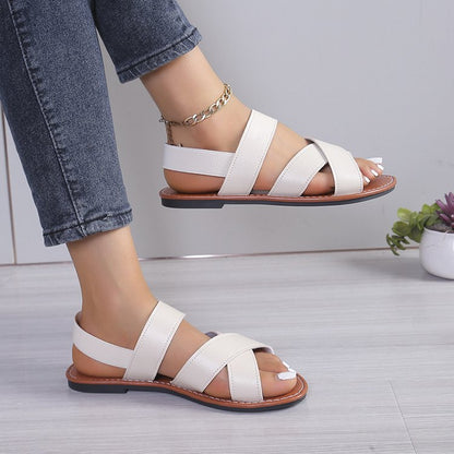 Cross step flat sandals