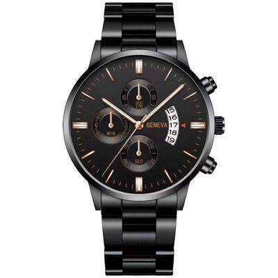 Wish new steel band men's three-eye calendar watch