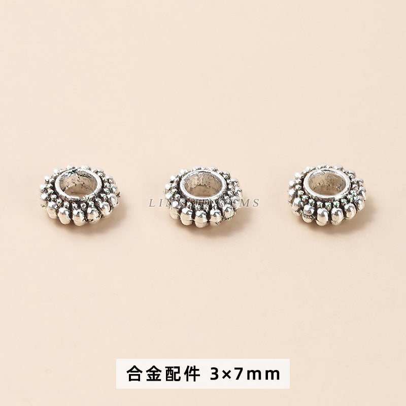 Tibetan silver zinc alloy disc with diamond bead spacer accessories