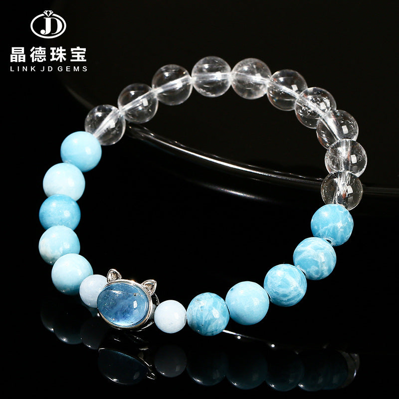 7A Natural White Crystal Sea Pattern Stone Bracelet