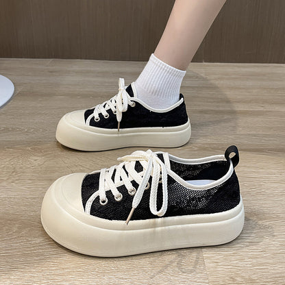 Women's mesh lace rounded sneakers