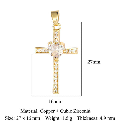 Cross Copper Micro-Inlaid Zirconia Pendant