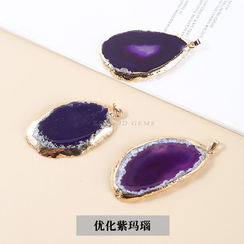 Agate slice pendant Phnom Penh rough stone slice wind chime pendant